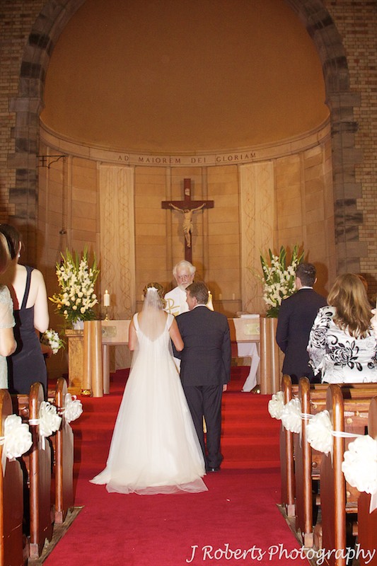 Bride at the end of the aisle with her father St Mary's NOrth Sydney - wedding photography sydney